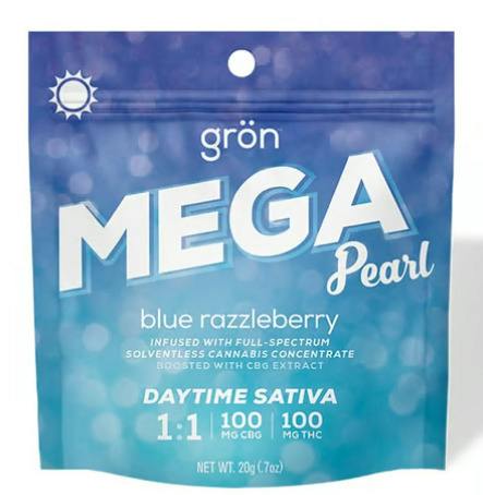 Gron | Blue Razzleberry (S) | Mega Pearl Gummy (100mg THC: 100mg CBG)