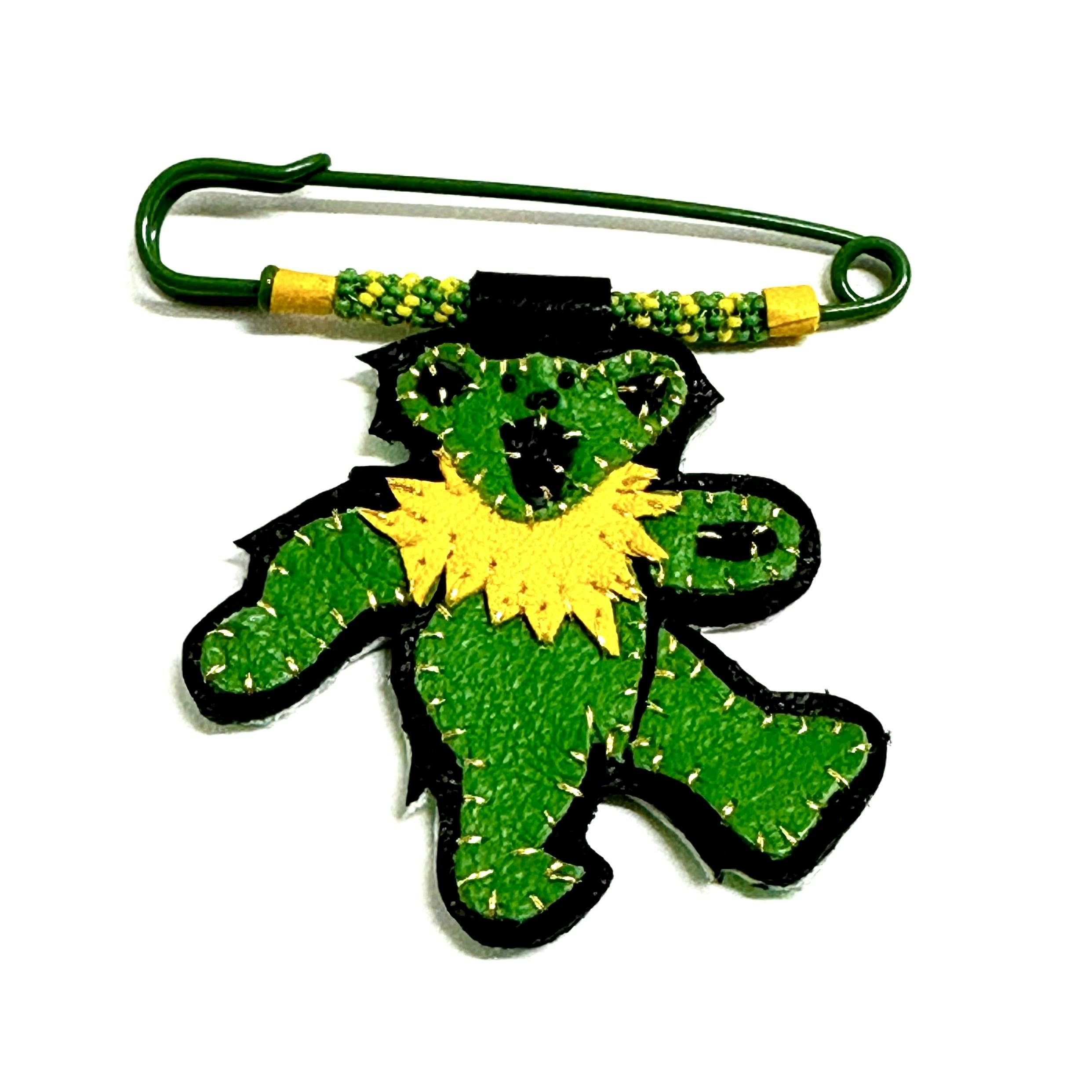 Dancing Bear Pin by Robin Mollicone (Green/Yellow)