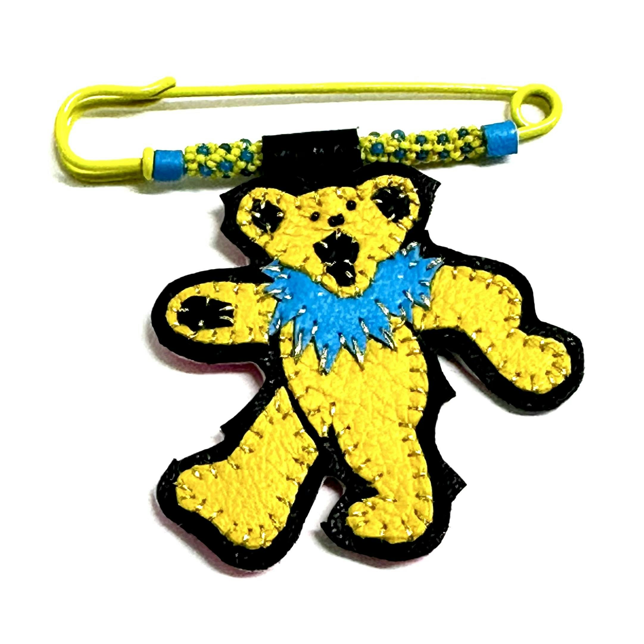 Dancing Bear Pin by Robin Mollicone (Yellow/Blue)
