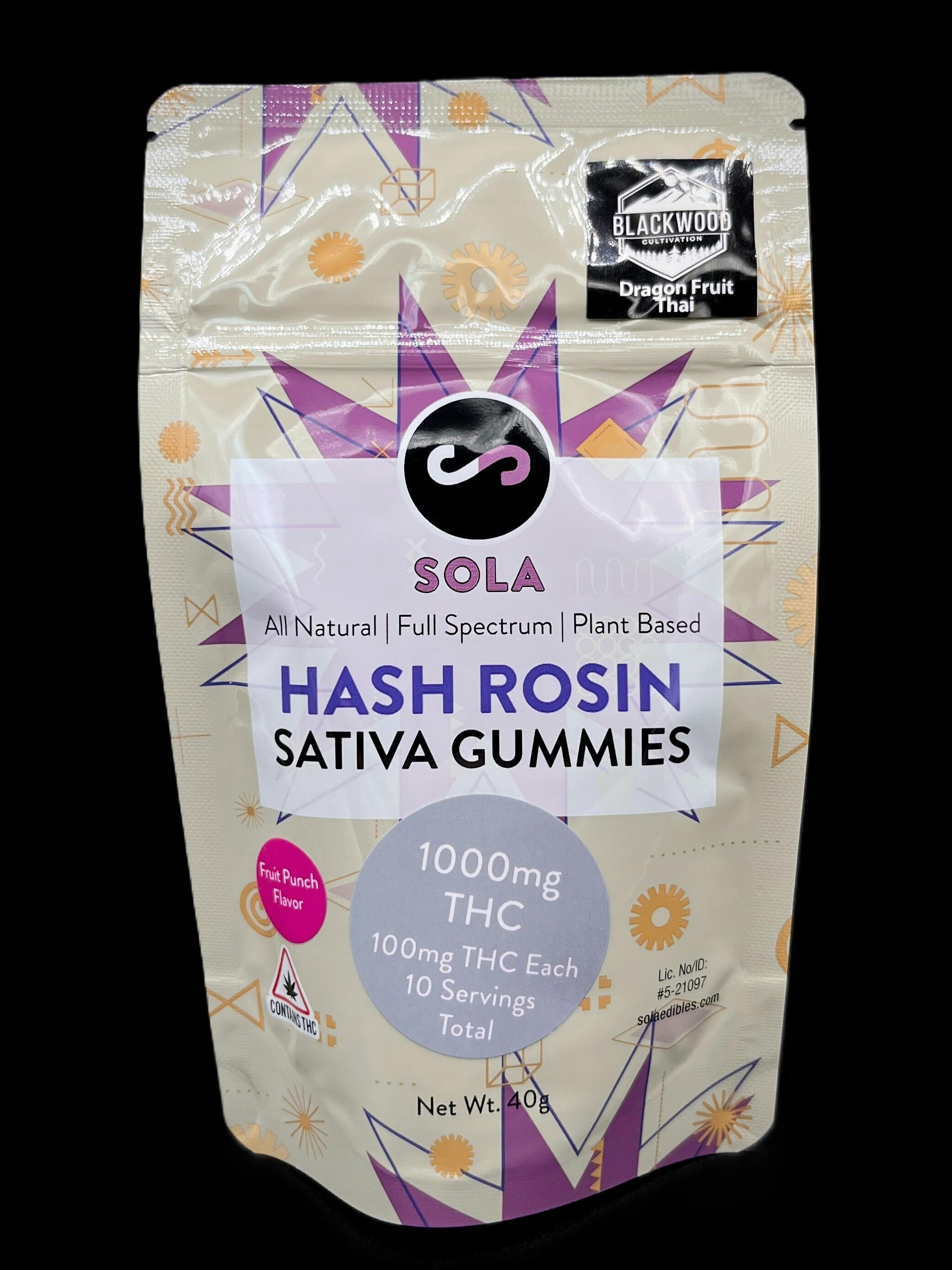 Sola Edibles - Sativa Hash Rosin Gummies (Fruit Punch)