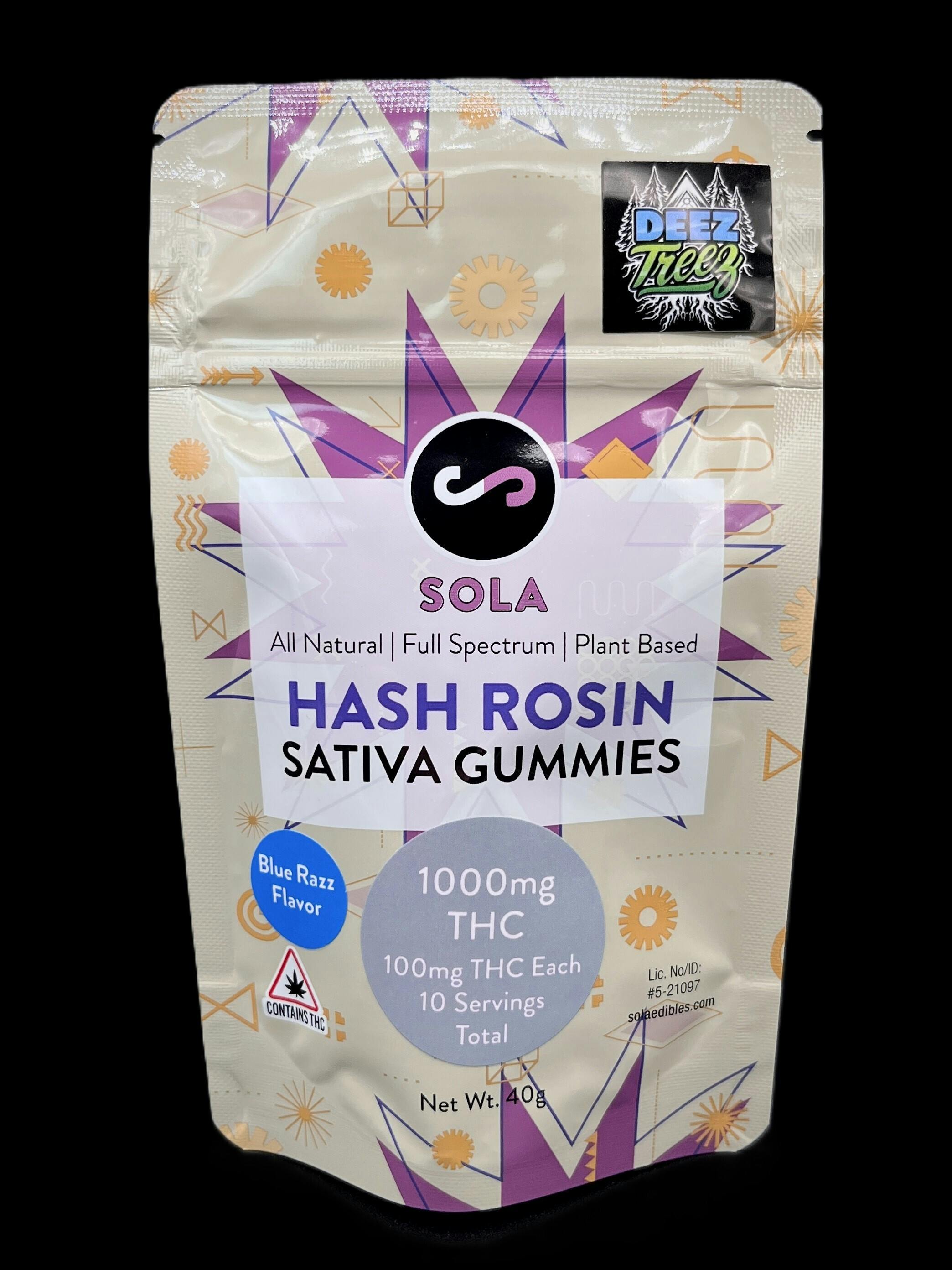 Sola Edibles - Sativa Hash Rosin Gummies (Blue Razz)