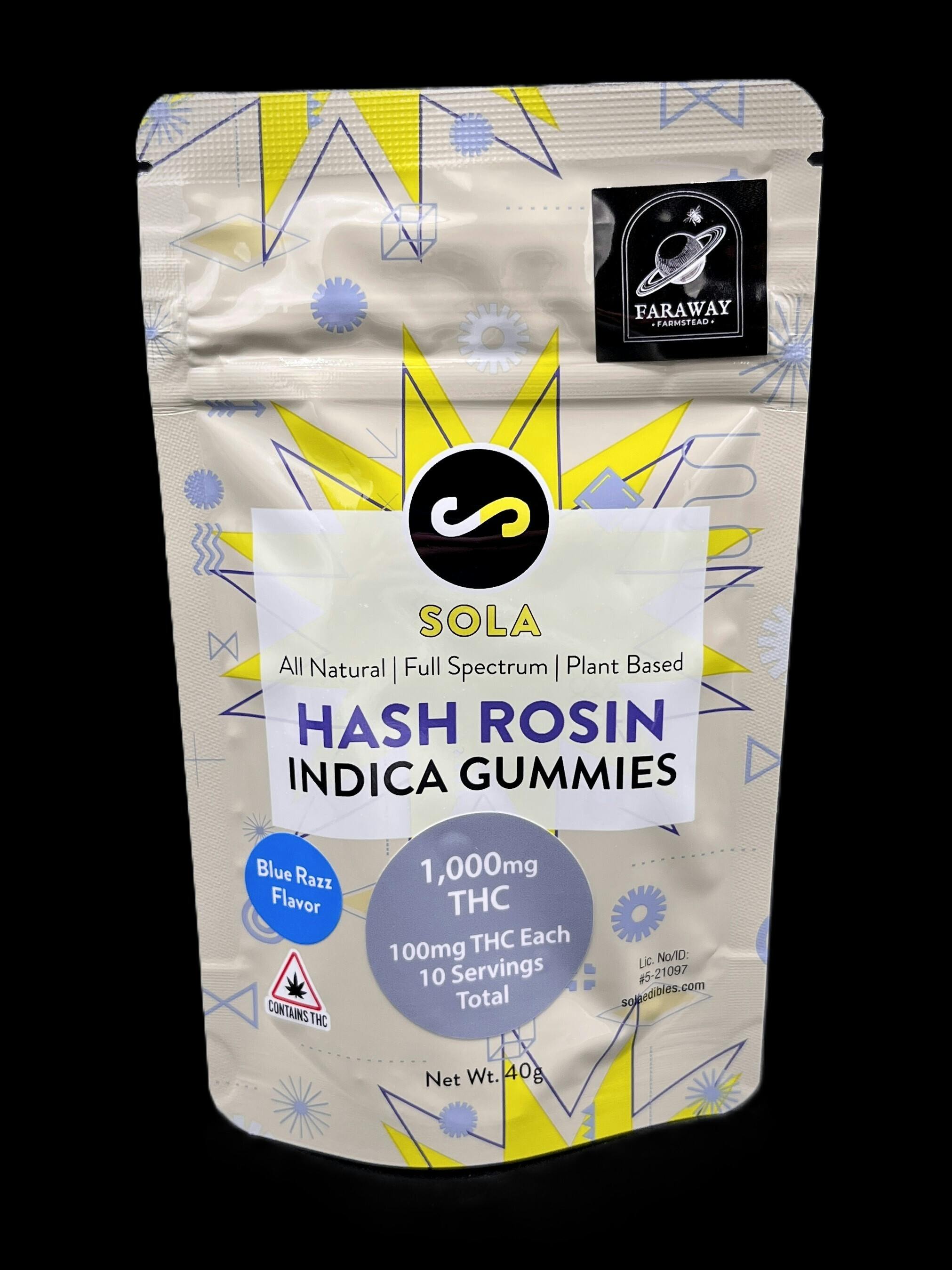Sola Edibles - Indica Hash Rosin Gummies (Blue Razz)