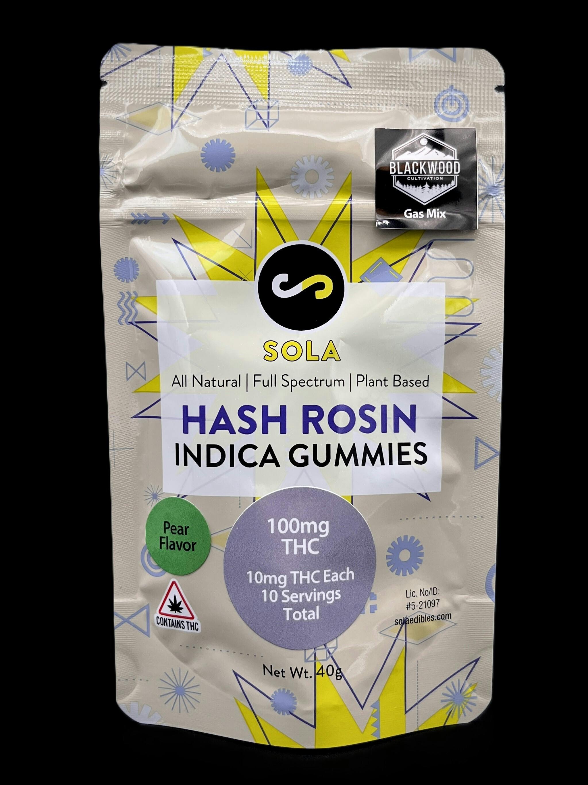 Sola Edibles - Indica Hash Rosin Gummies (Pear)