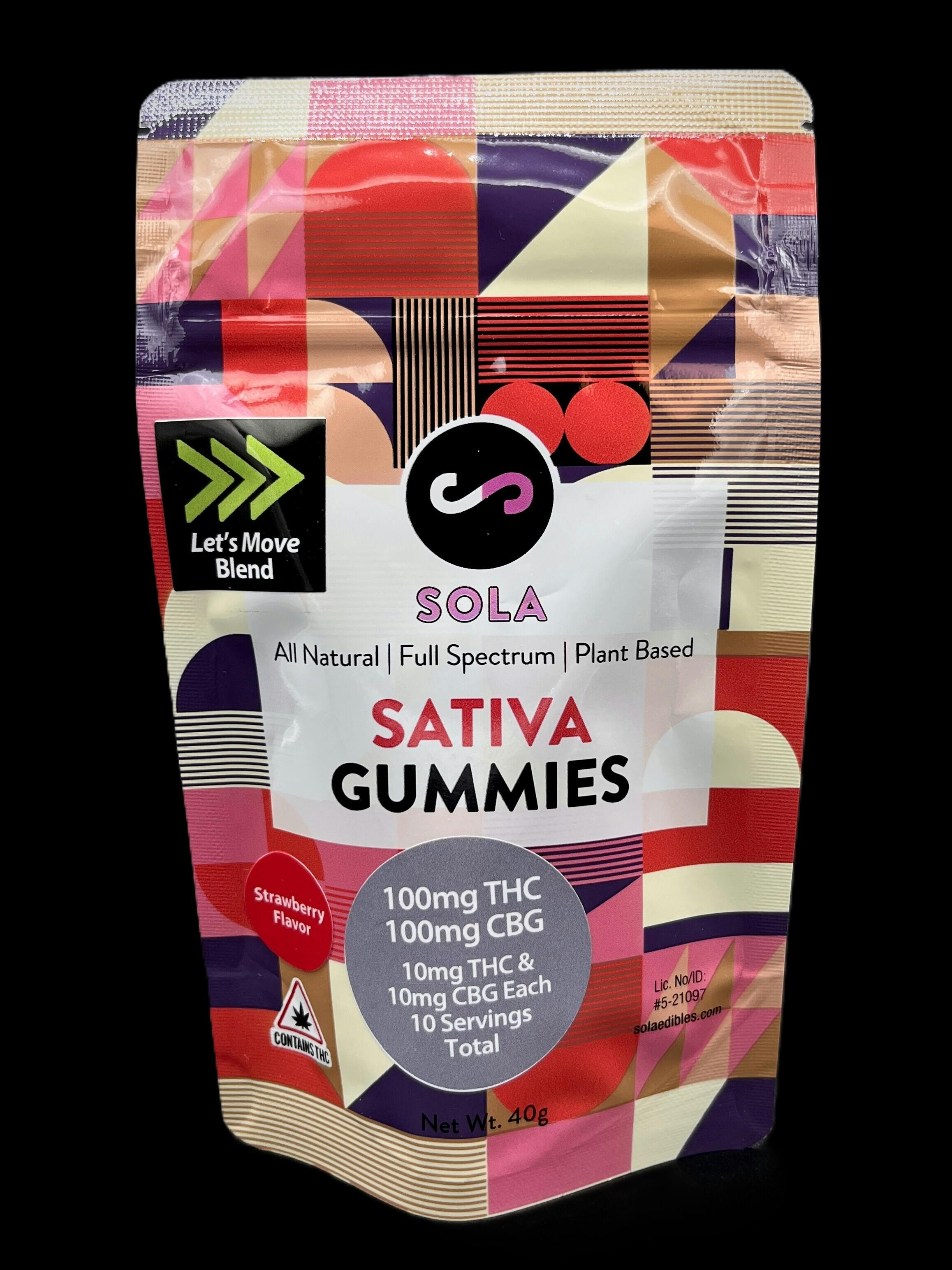 Sola Edibles - 1:1 THC:CBG "Let's Move Blend" Gummies (Strawberry)