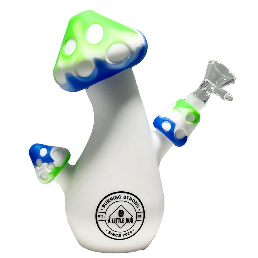 A Little Bud Bongs - 6" Silicone Mushroom Waterpipe Assorted Cololurs