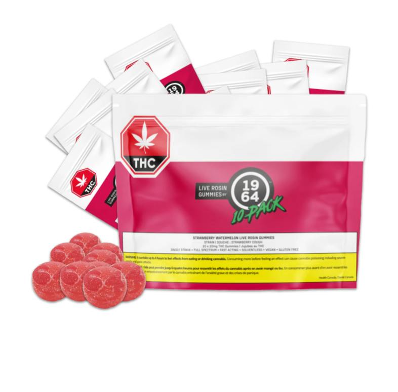 1964 - Strawberry Cough Strawberry Watermelon FSE Live Rosin Gummies 10x4.2g >S