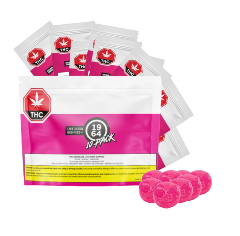 1964 - Pink Kush Pink Lemonade FSE Live Rosin Gummies 10x4.2g >I