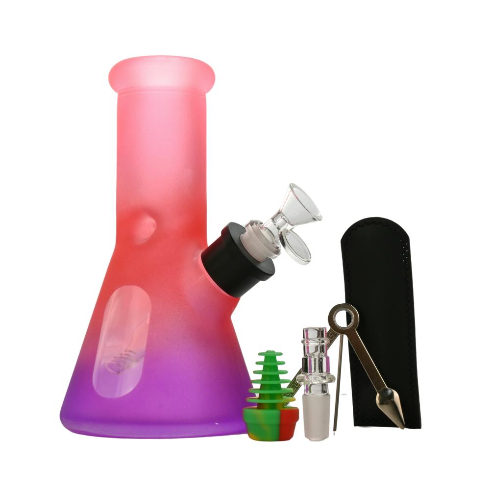 Arsenal Bongs - 8" Iridescent Rainbow 6-in-1 Glass Beaker Kit