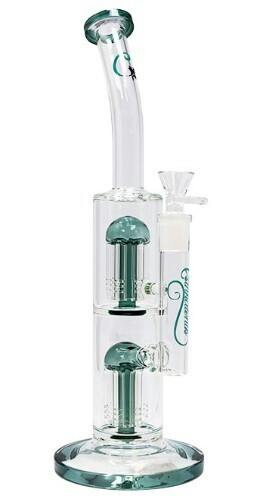 Cannatonik: Double Perculator 14 inch Glass Bong- TEAL