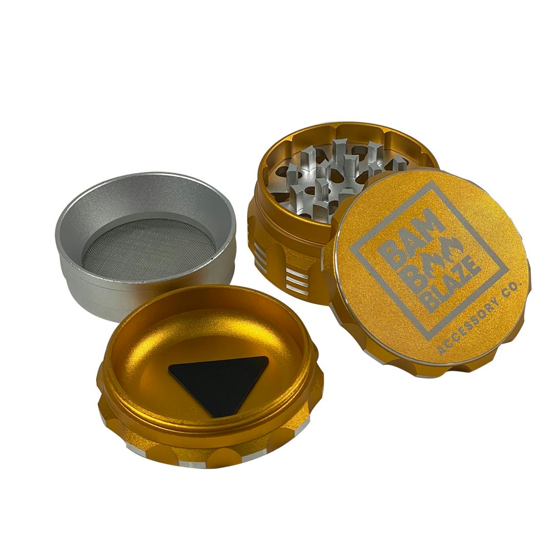 Bamboo Blaze - Indented 4-Piece Grinder - Gold