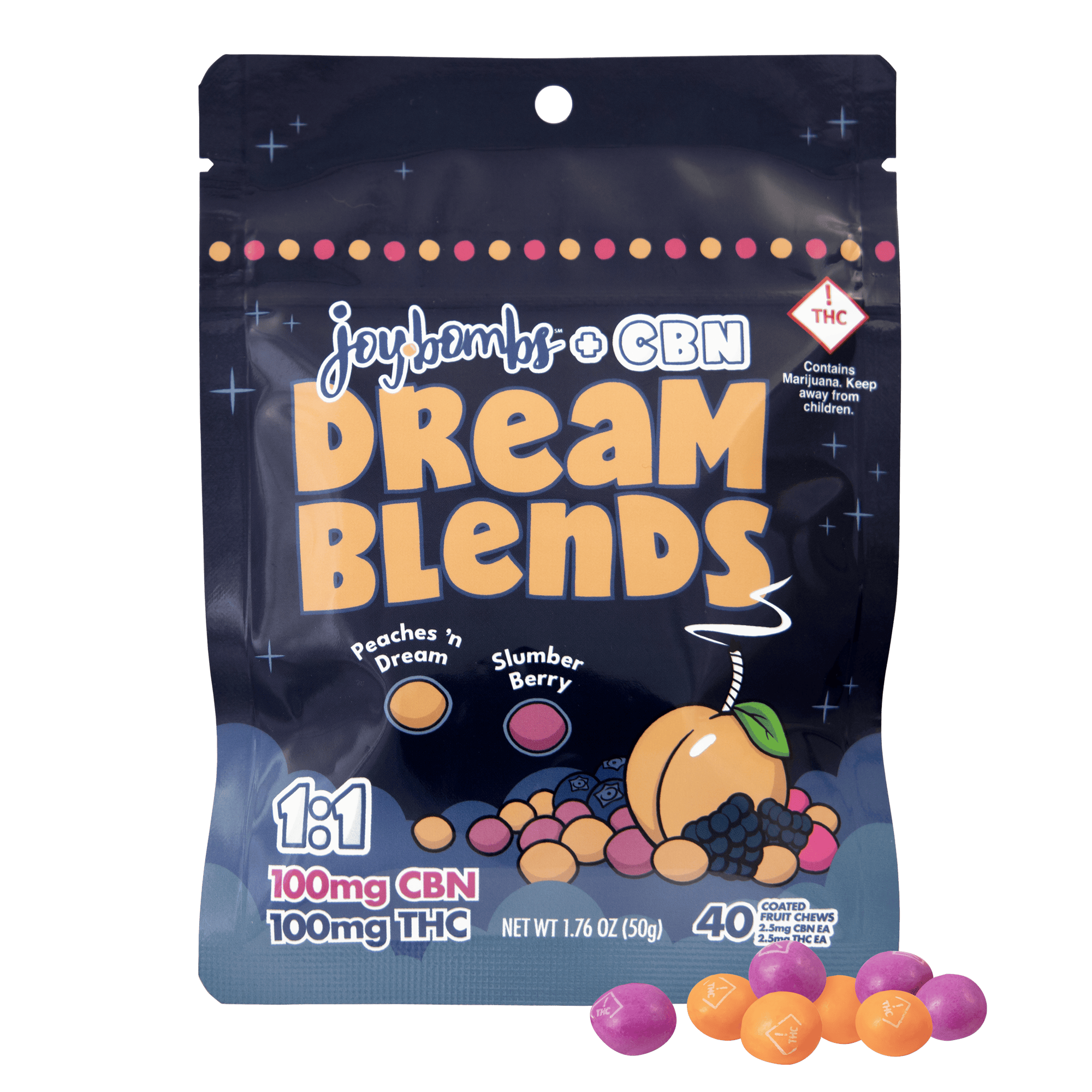 JOYBOMBS FRUIT CHEWS 100MG DREAM BLENDS 1:1 CBN:THC