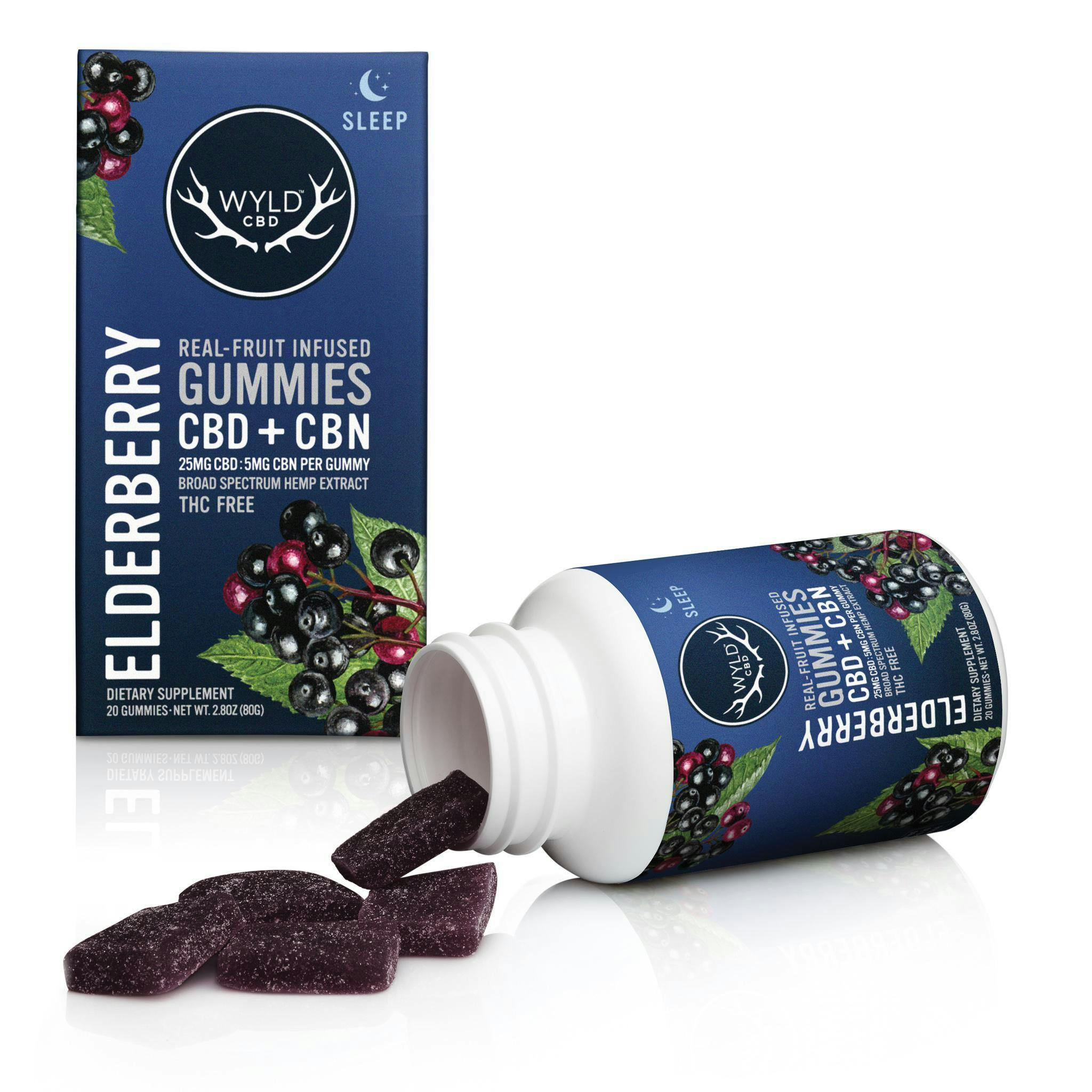Wyld Hemp Gummies Elderberry 250 MG CBD/50 MG CBN