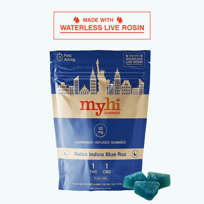 MyHi | Infused Edible | Blue Raz | 1:1 THC:CBD | 10ct