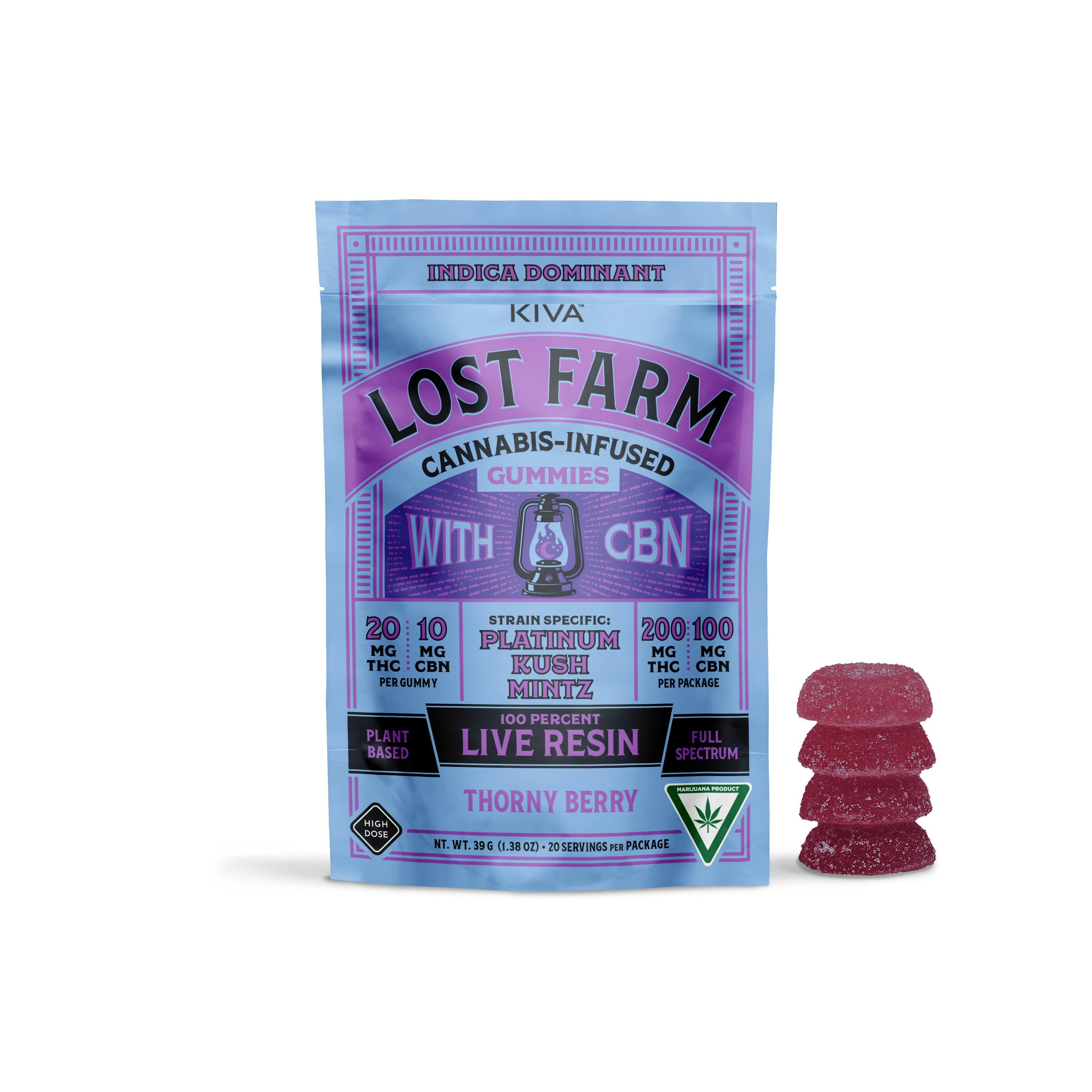 Lost Farm - Gummies - 200mg Live Resin - 2:1 THC/CBN - Thornyberry x Purple Kush