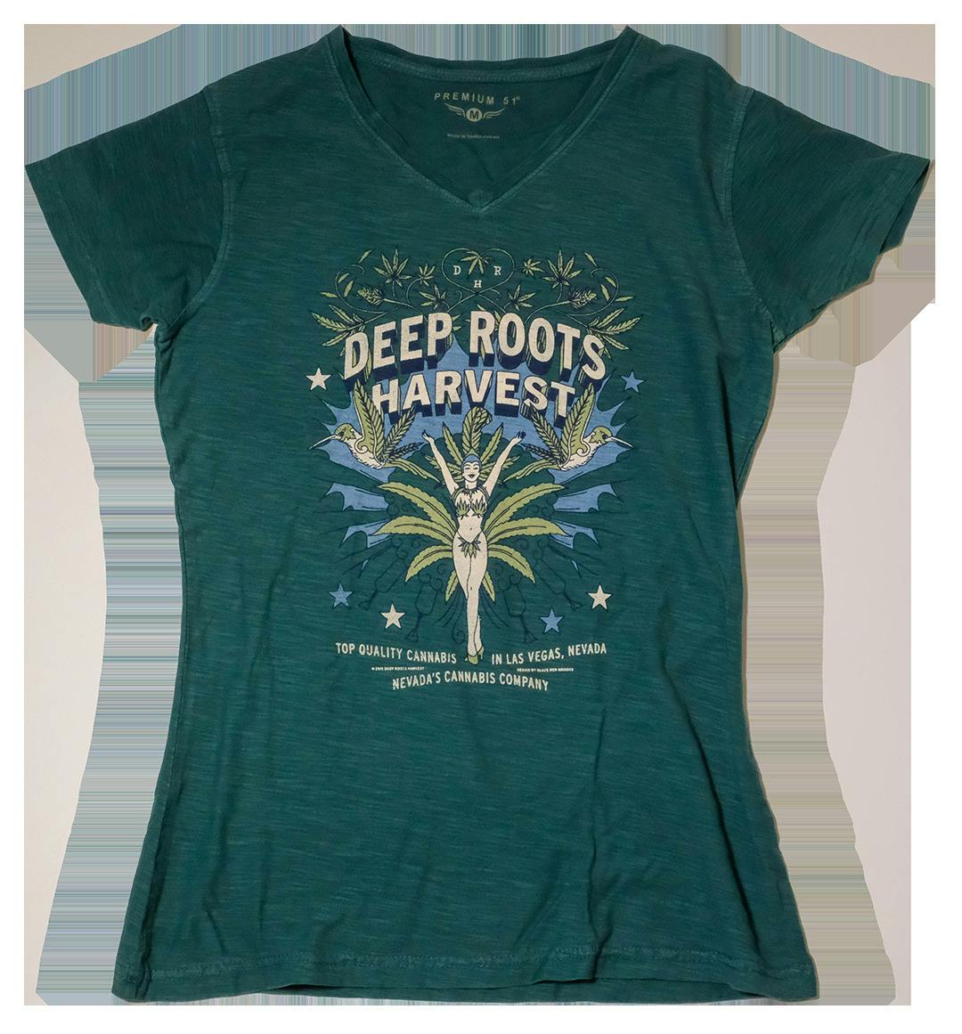 Showgirl S/S V-Neck Teal Tee - Medium
