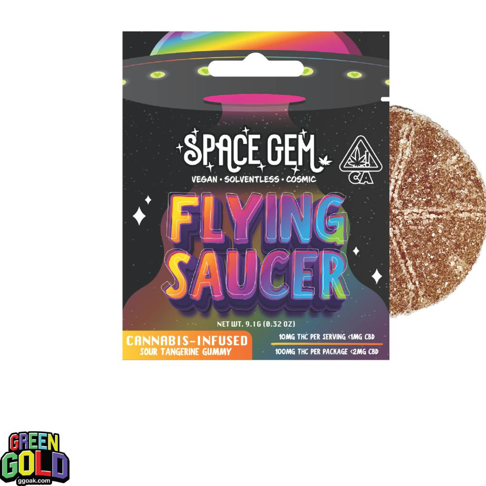 Space Gem Sour Tangerine Flying Saucer Gummies 100mg