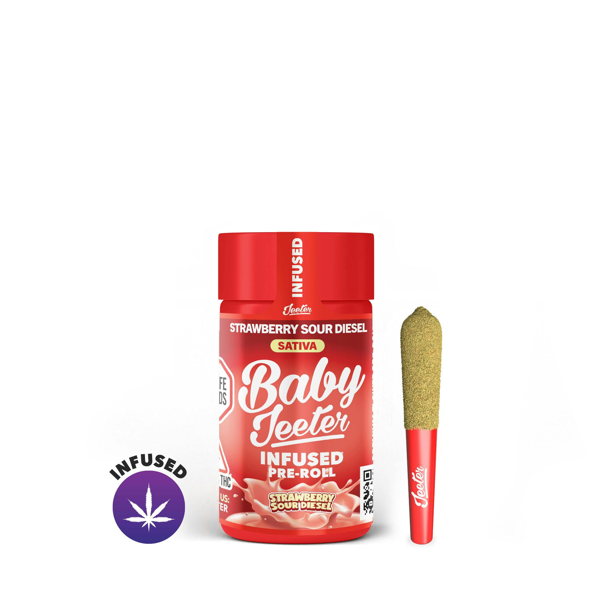 0.5g 5pk Baby Jeeter Infused Preroll - Strawberry Sour Diesel (S)