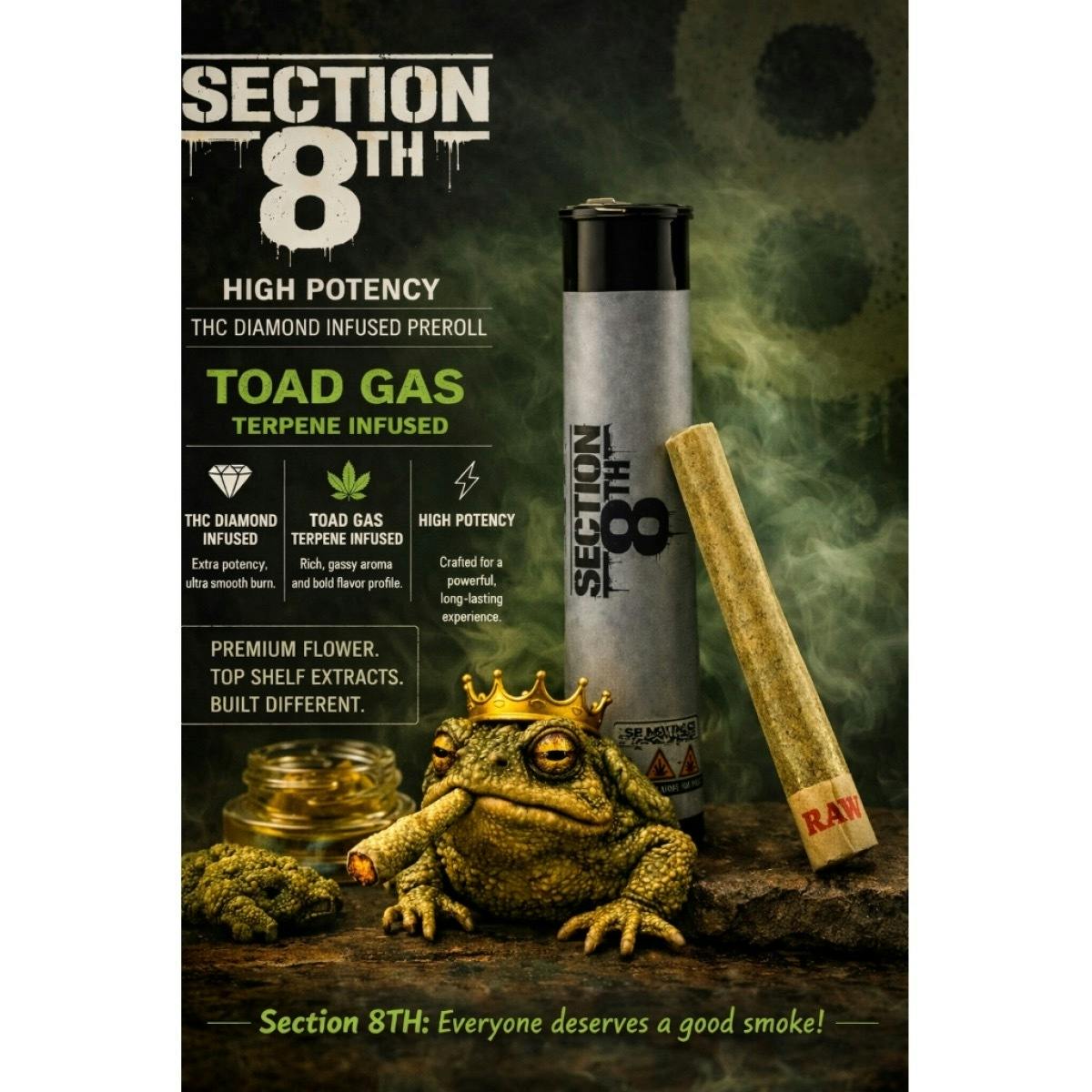 Section 8th | Toad Gas | Diamond Infused (1g) Pre-Roll