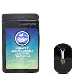 Highbrow | Miracle Alien Cookies | Cured Resin | 2g Disposable Vape.