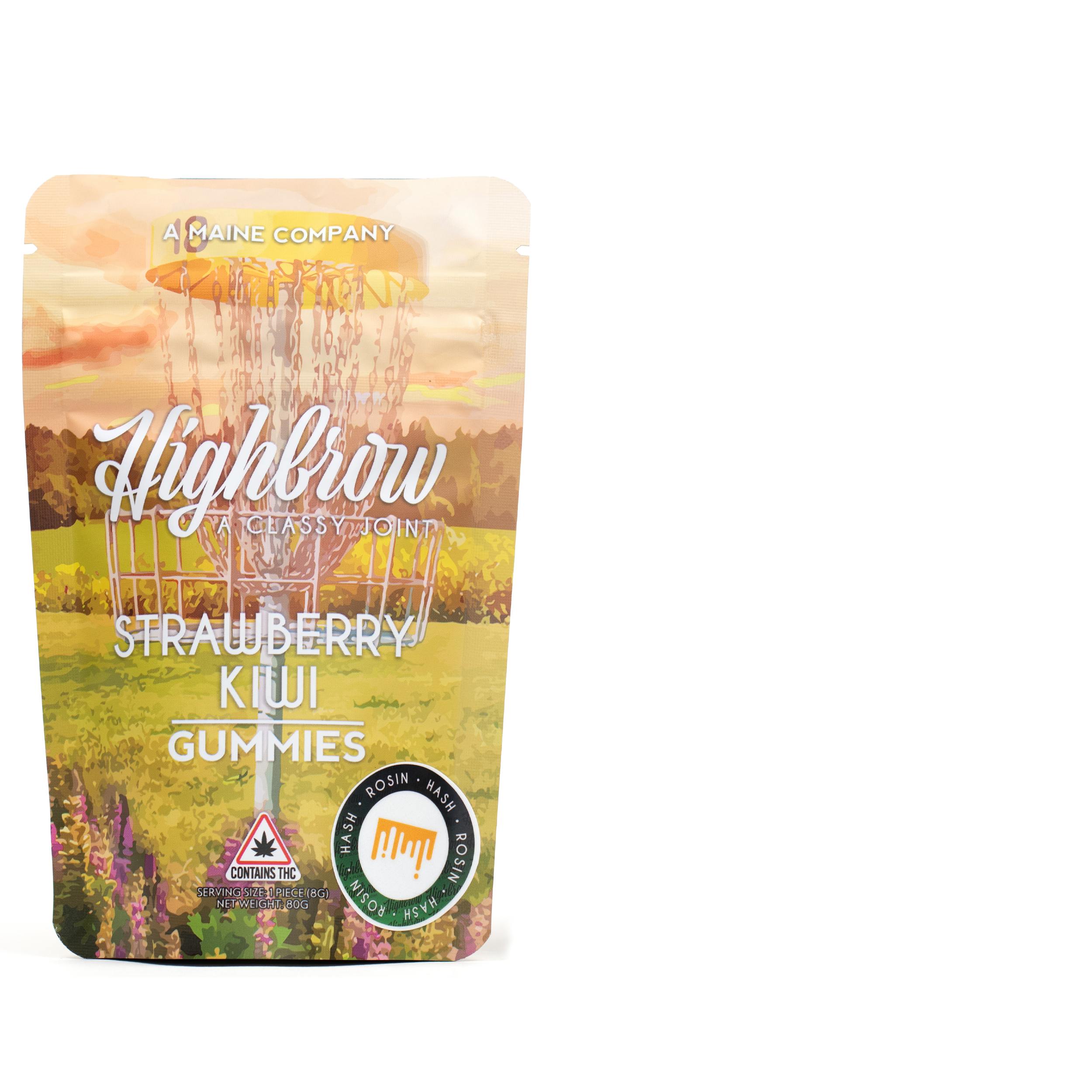Highbrow | Strawberry Kiwi | Hash Rosin | Gummies | 100mg.