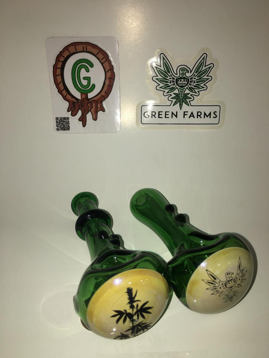 ChadGGlass - Green/Tan GF Logo Spoon