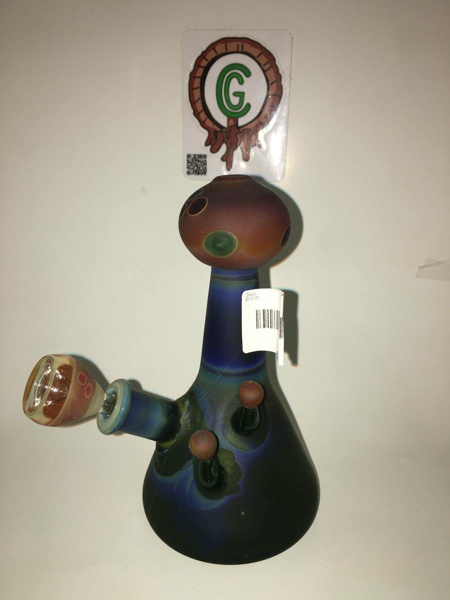 Chad G Glass: Blue Mushroom Mini Tube