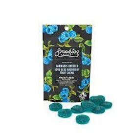 Sour Blue Raspberry Indica 100mg THC Fruit Chews - Smokiez