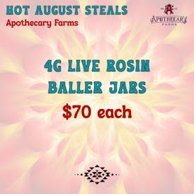 AUGUST STEALS: 4g Live Hash Rosin Baller Jars - $70