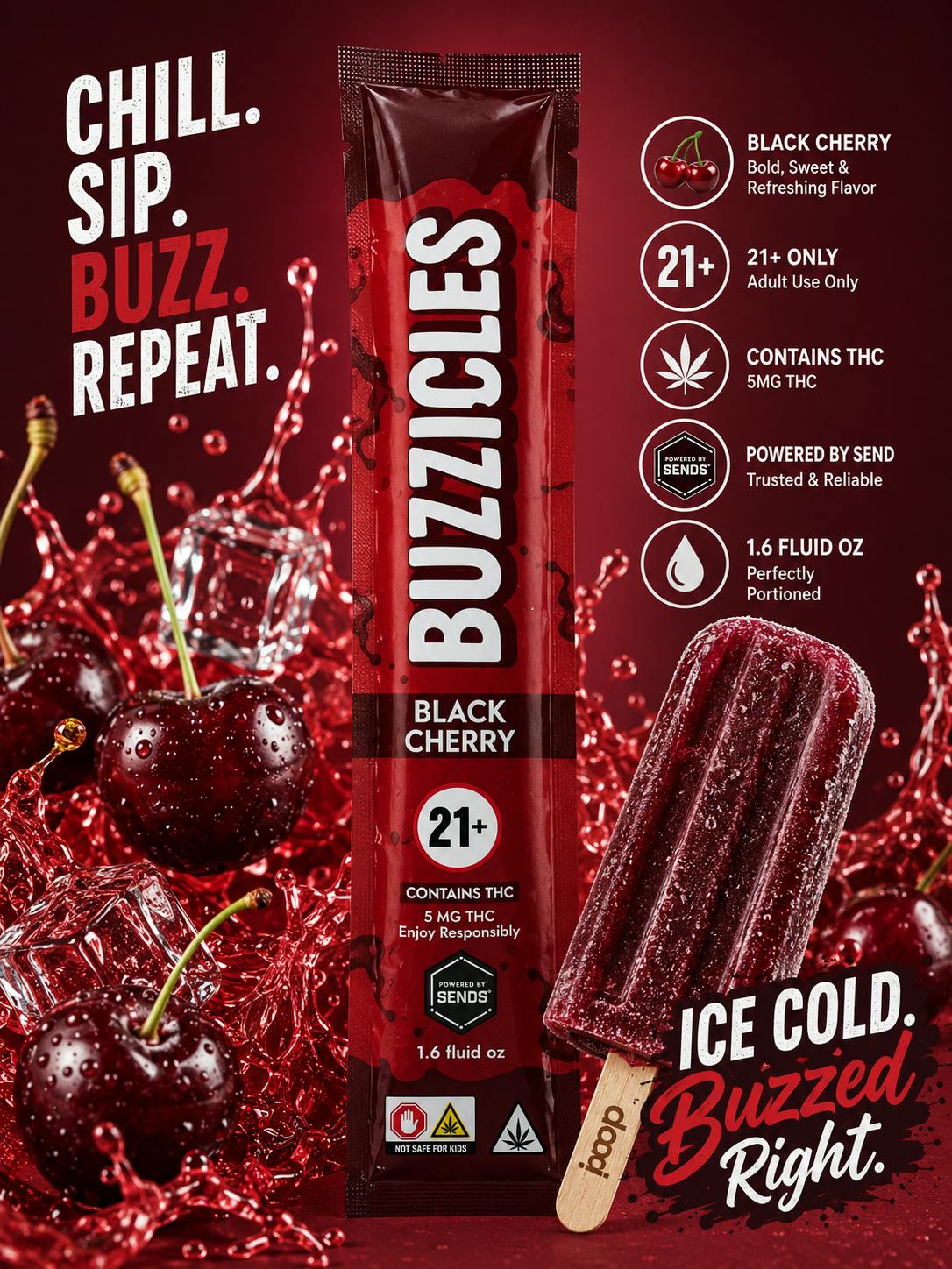 BUZZICLE | BLACK CHERRY | 50ML - 5 mg at Gas & Grass Cannabis Recreational Dispensary