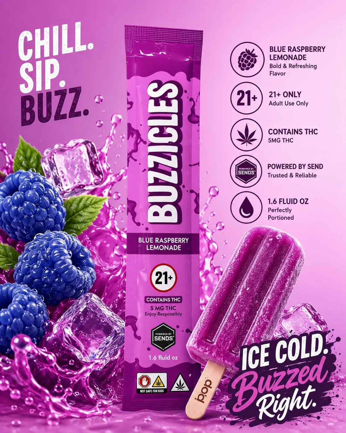 BUZZICLE | BLUE RASPBERRY LEMONADE | 50ML - 5 mg at Gas & Grass Cannabis Recreational Dispensary
