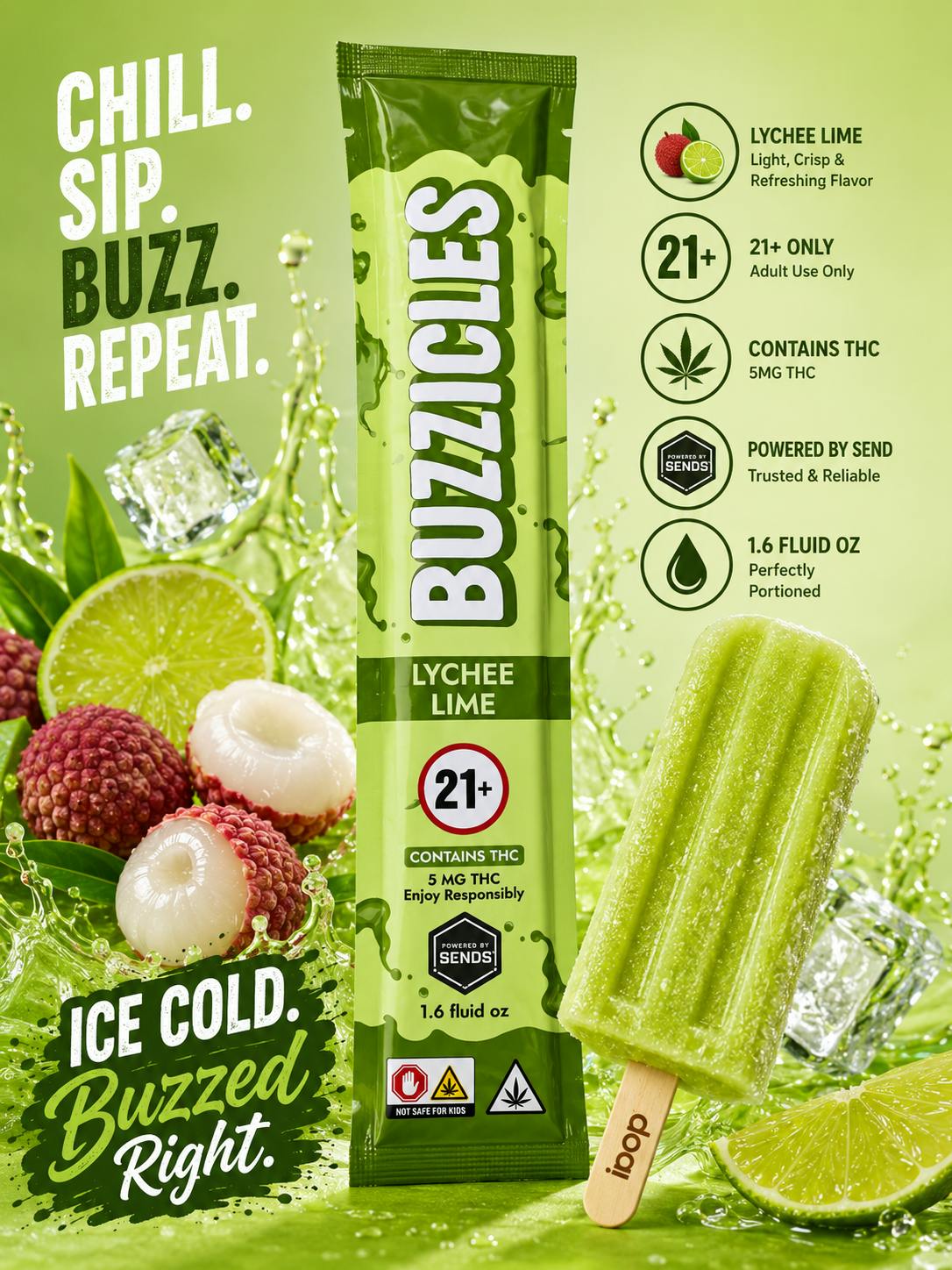 BUZZICLE | LYCHEE LIME | 50ML - 5 mg at Gas & Grass Cannabis Recreational Dispensary