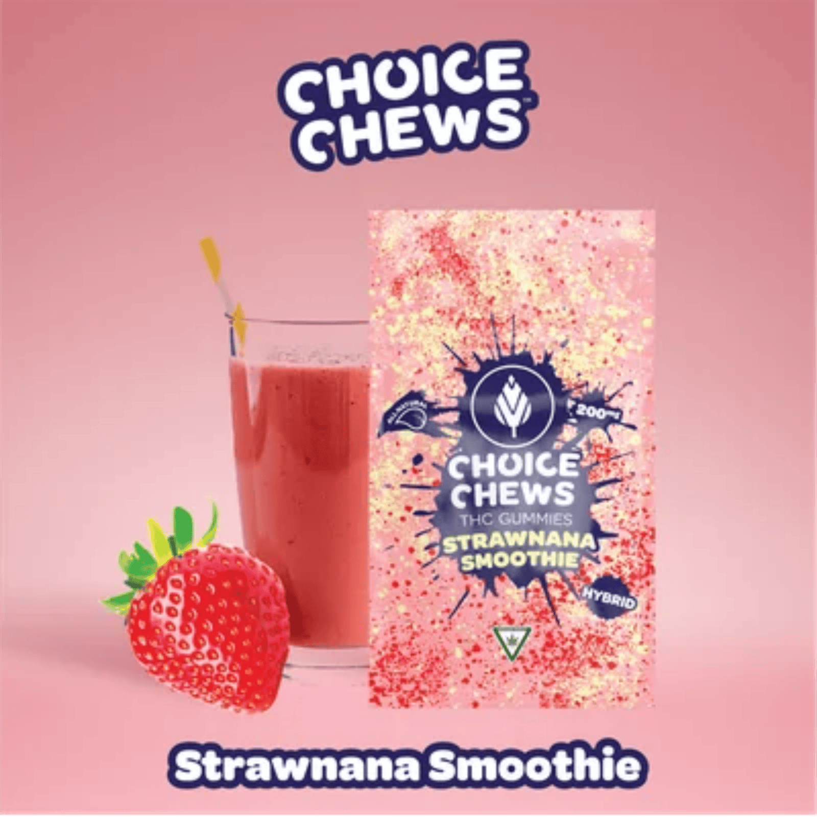 Choice | Mega Chews | 200MG Gummies | Strawnana Smoothie