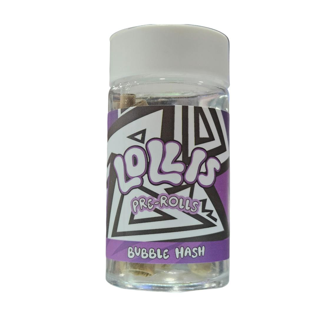 Lolli's Bubble Hash Infused Pre-Rolls 5pk 3g Grape God