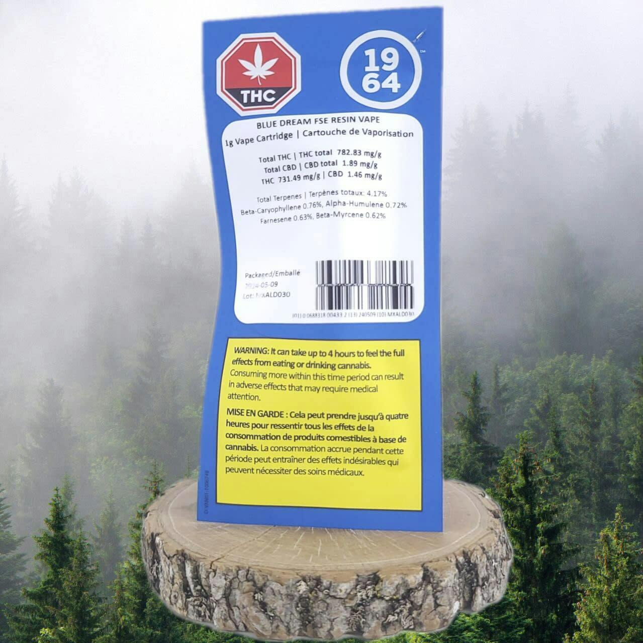1964 | BLUE DREAM FSE RESIN VAPE CARTRIDGE | 1g