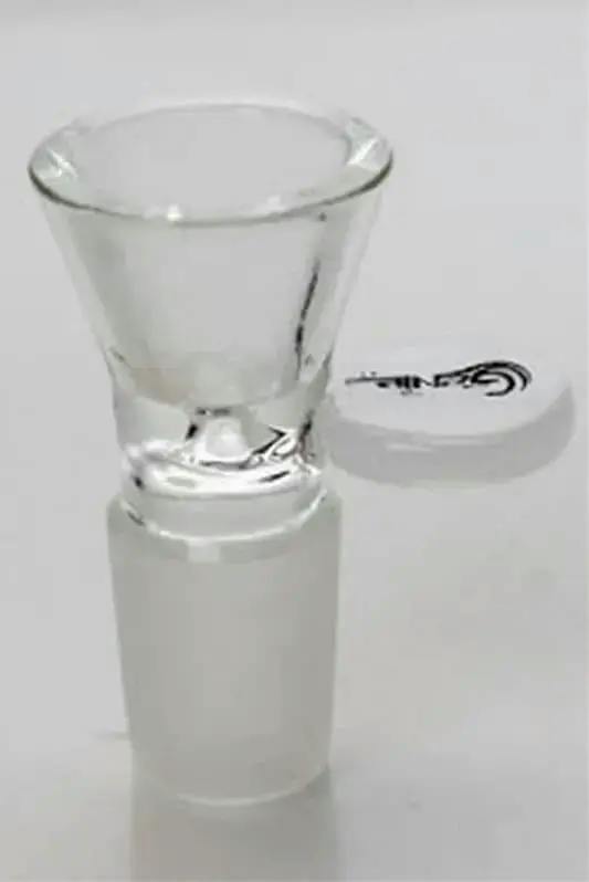 Glass bowl with round handle - White / 18mm Female joint