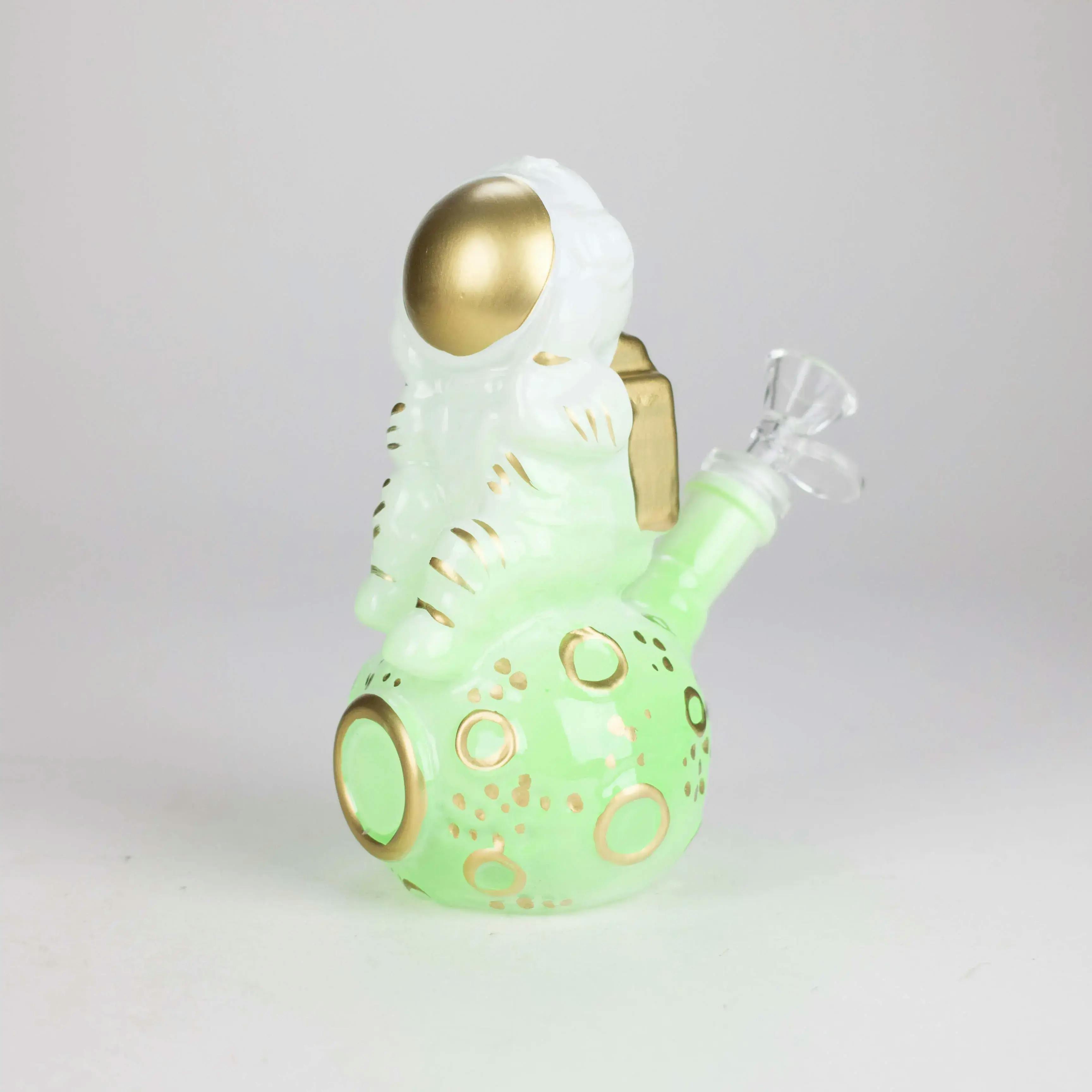 7" 3D Astronaut Glass Bong – Space Inspired Water Pipe - Green