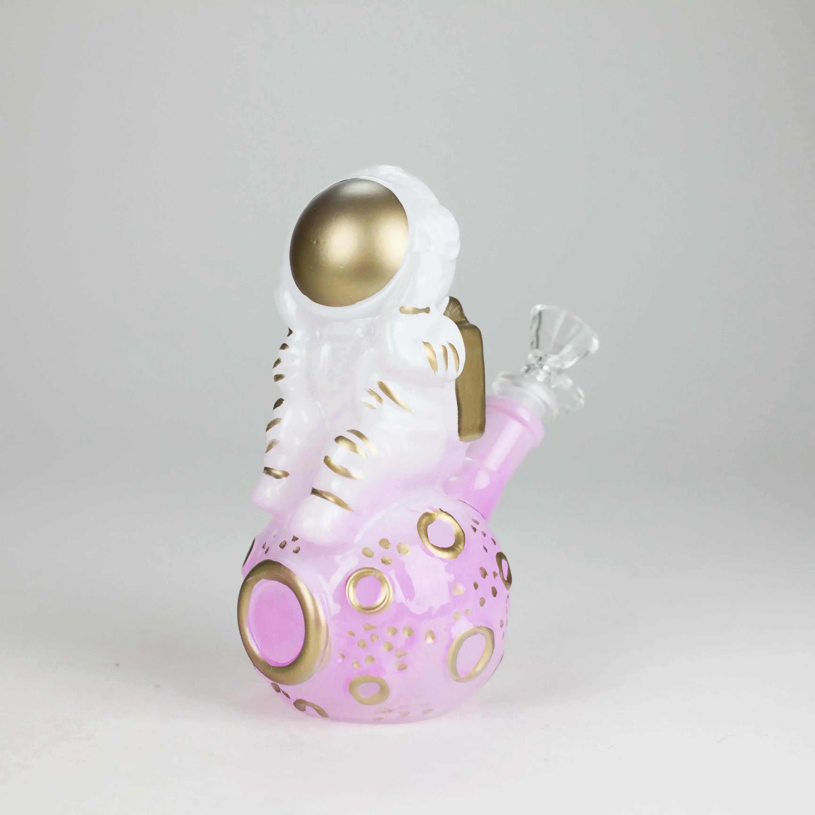7" 3D Astronaut Glass Bong – Space Inspired Water Pipe - Pink