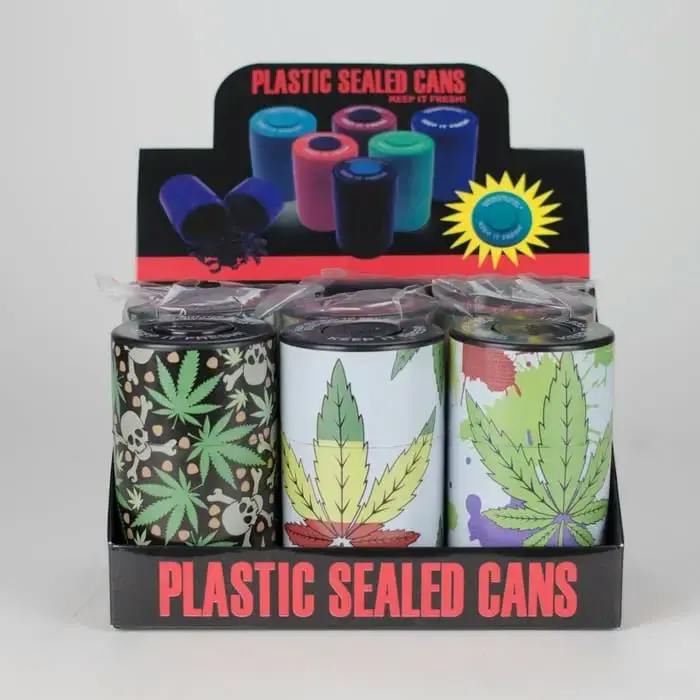 Air tight Stash Jar with Green Leaf Designs