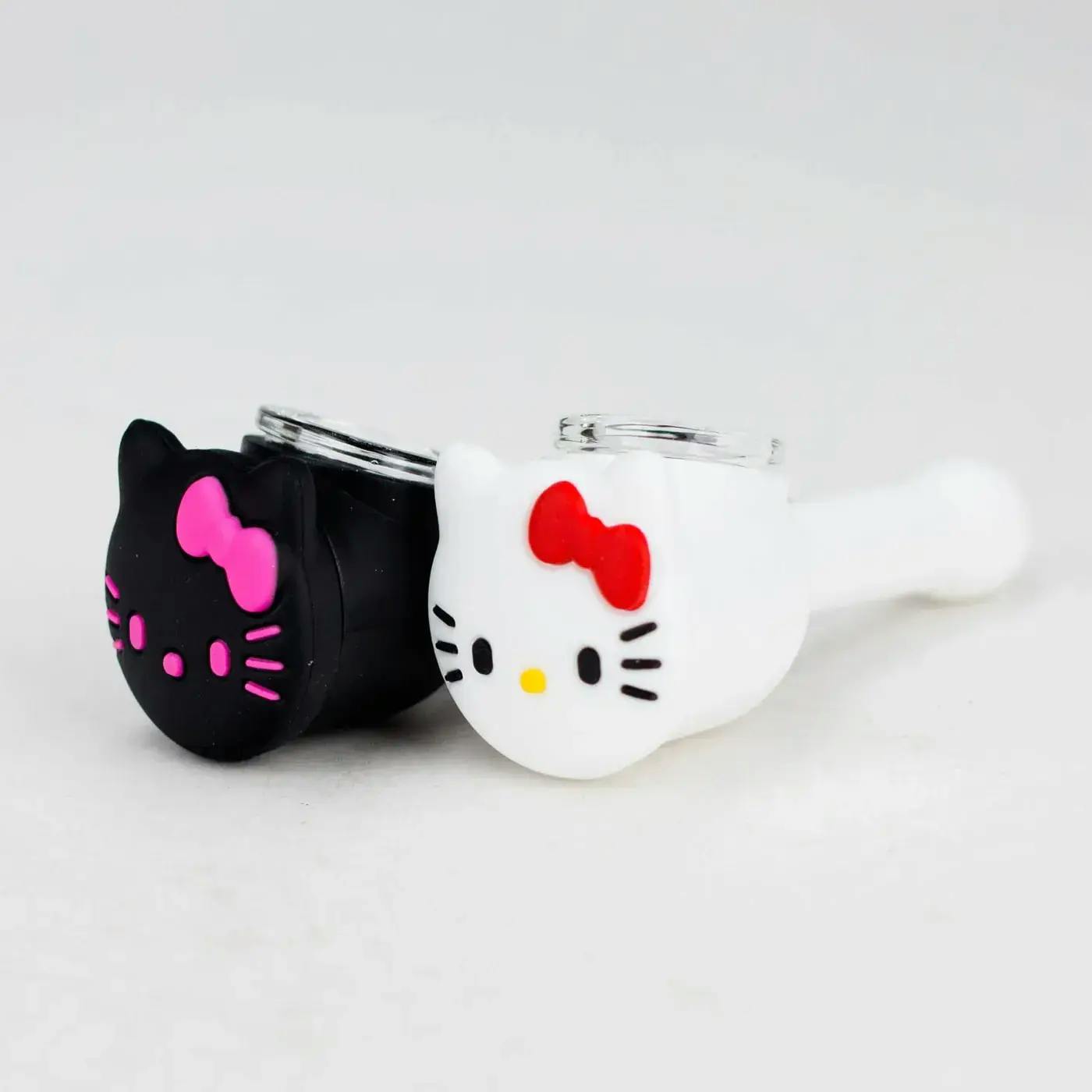 4" Kitty Design Silicon and Glass pipe - White