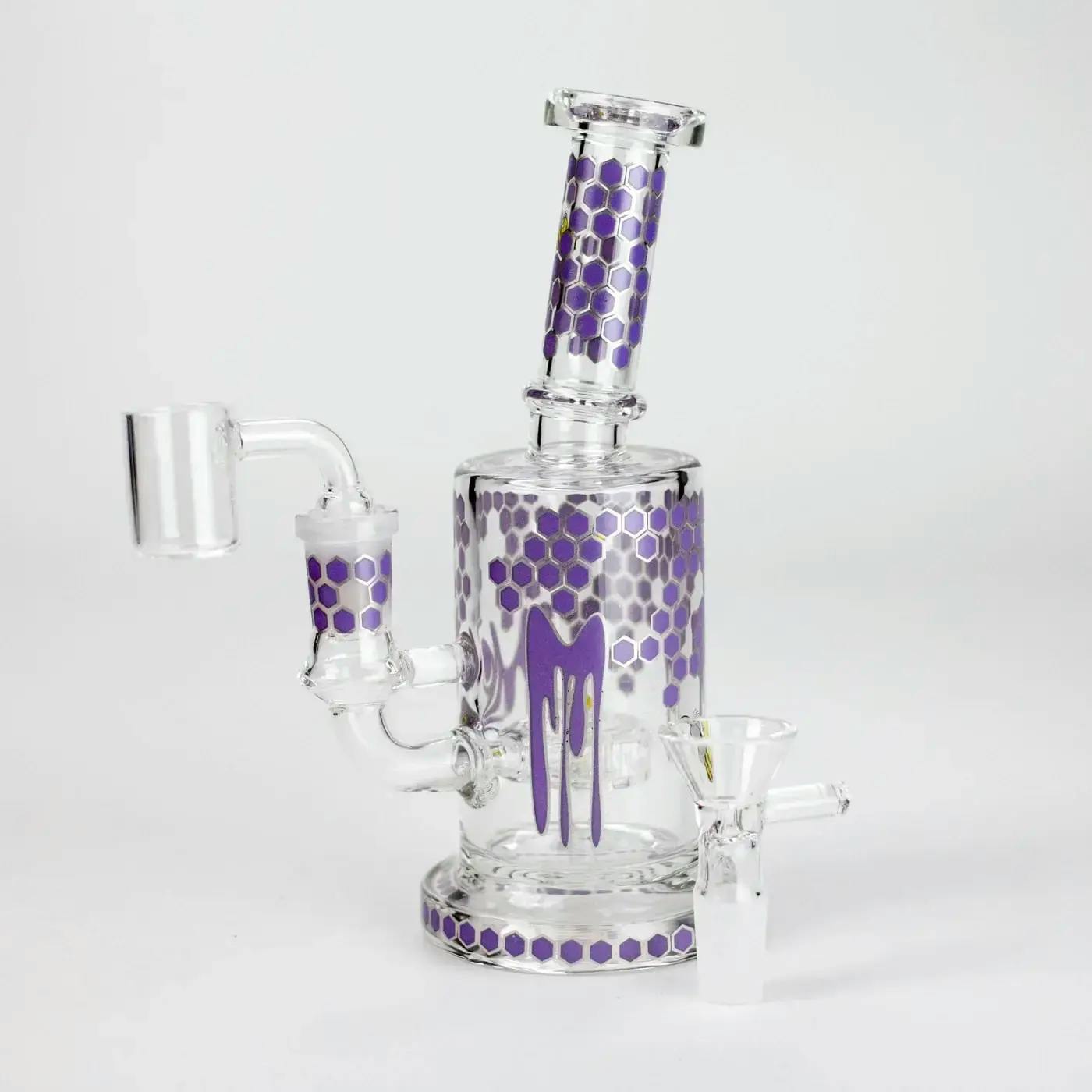 7" Beehive Design 2-in-1 Rig with Perc Banger & Bowl - Purple