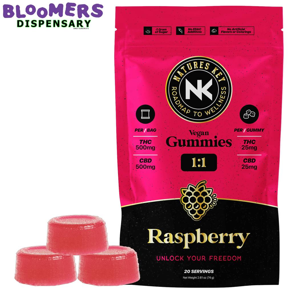 NK GUMMIES RASPBERRY 500MG THC 1:1 HYBRID