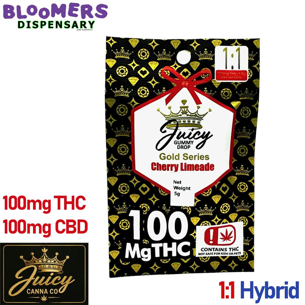 Juicy Gummy Single | Cherry Limeade 1:1 | 100mg THC | 100mg CBD | Hybrid