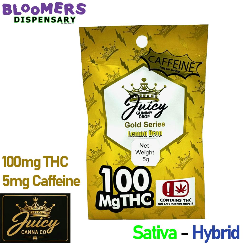 Juicy Gummy Single | Lemon Drop | 100mg THC | 5mg Caffeine | Sativa - Hybrid