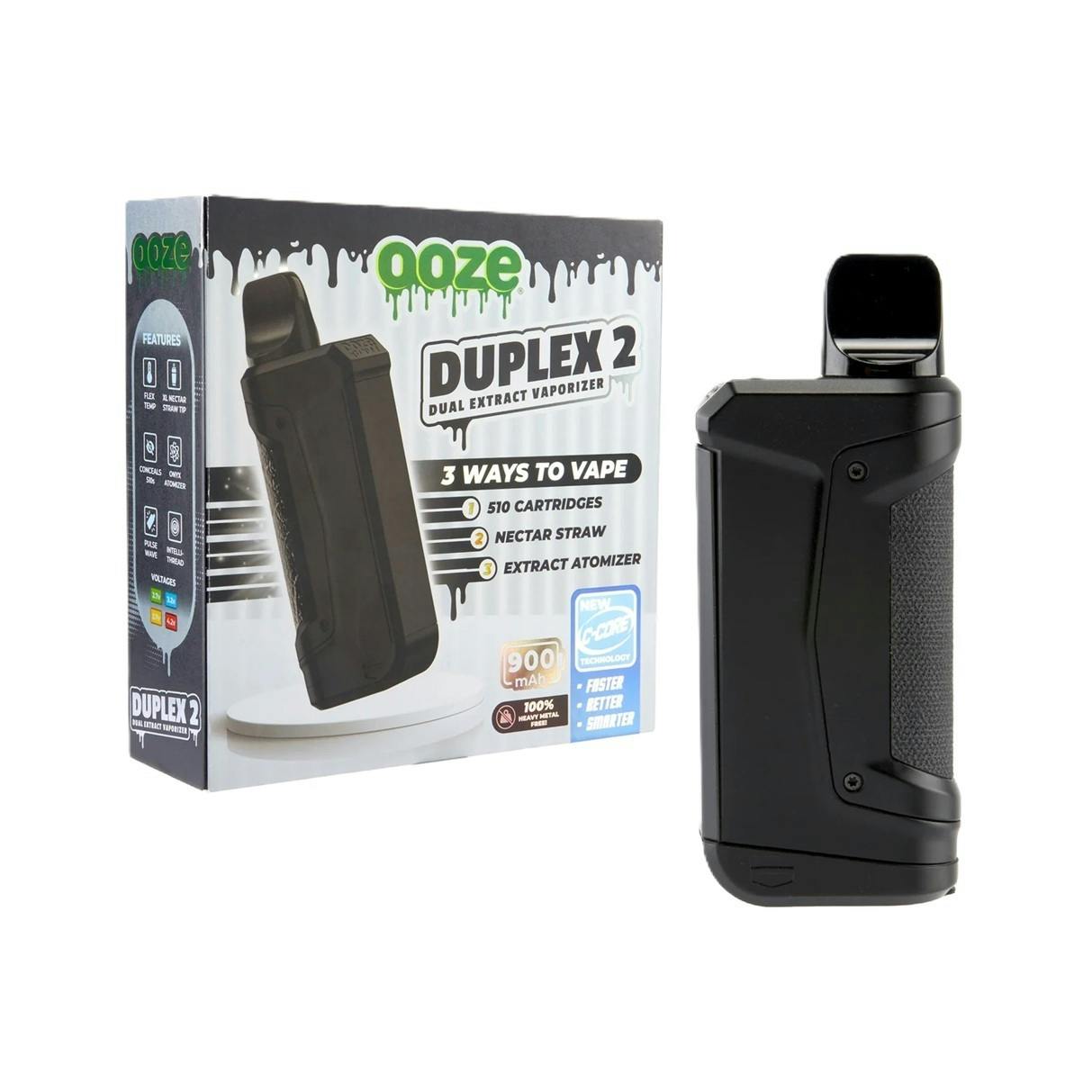 Ooze Duplex 2 Vaporizer– 900 mAh C-Core (3 in 1) - Black cannabis product