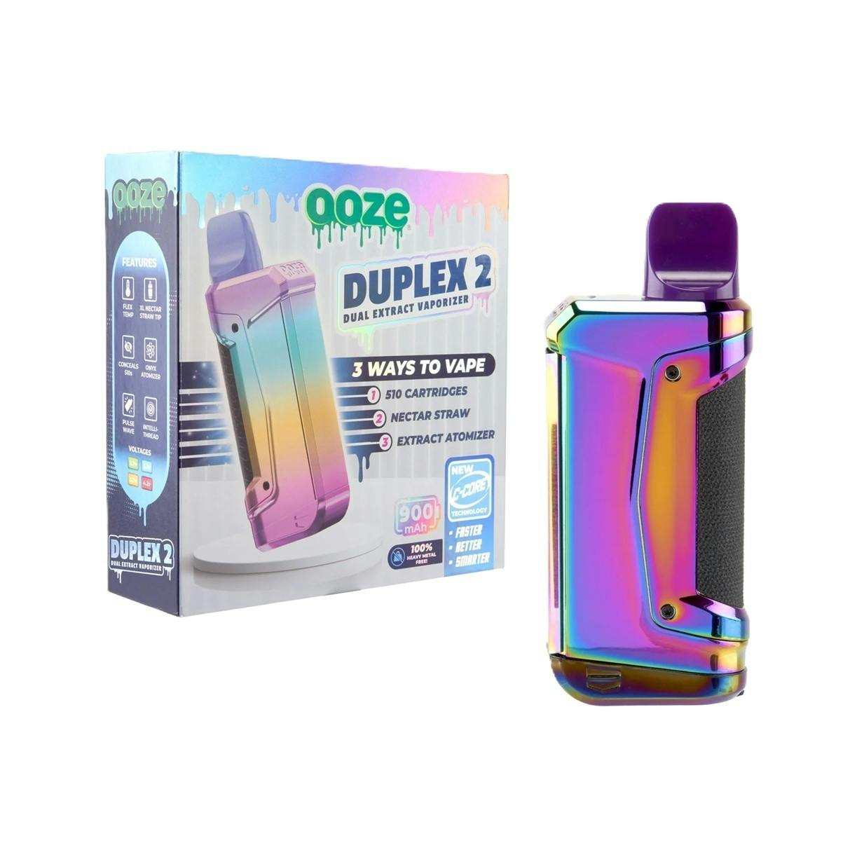 Ooze Duplex 2 Vaporizer– 900 mAh C-Core (3 in 1) - Rainbow cannabis product