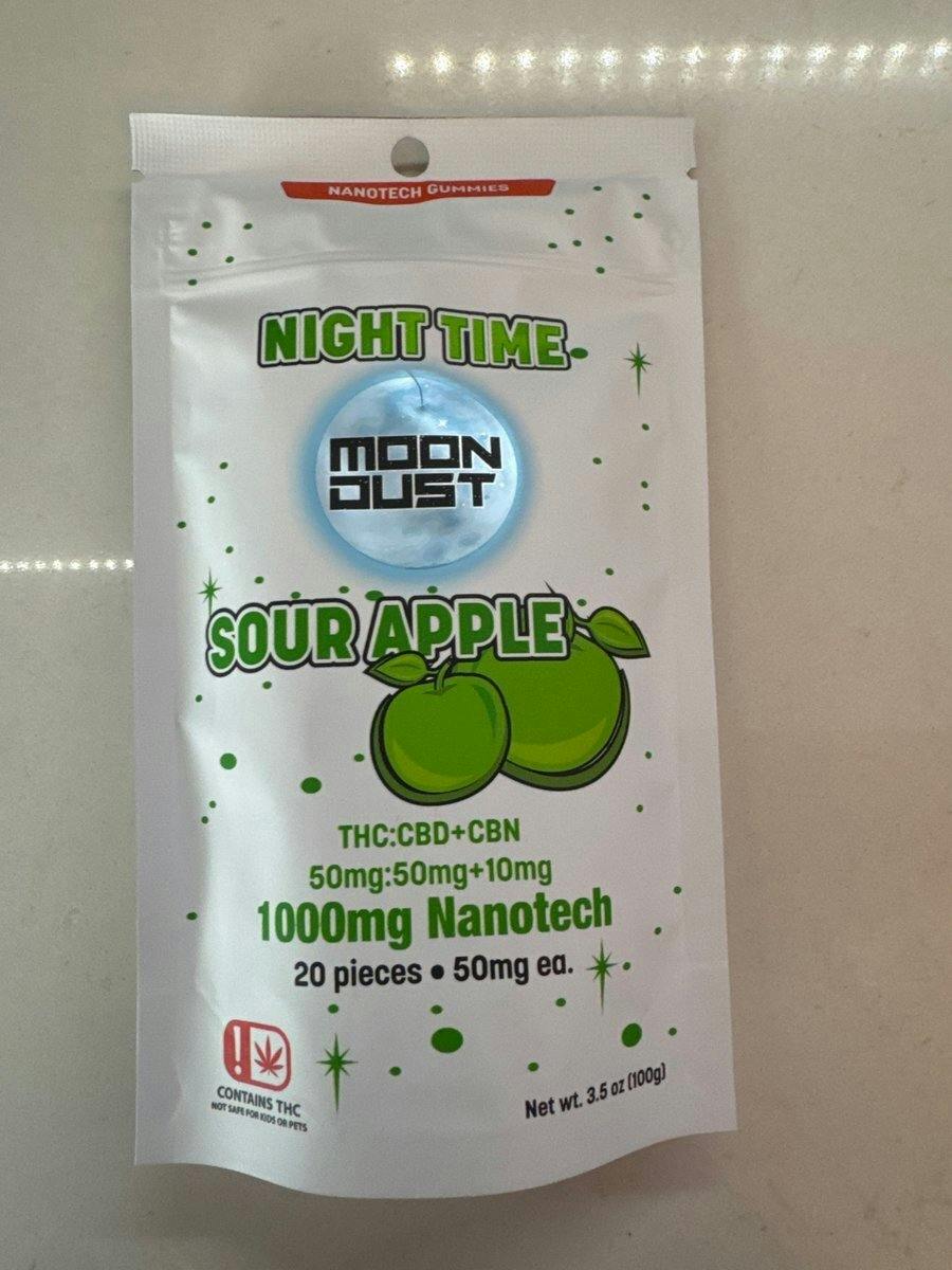 Moon Dust Nano Gummies 2200mg 1:1 THC CBN Sour Apple