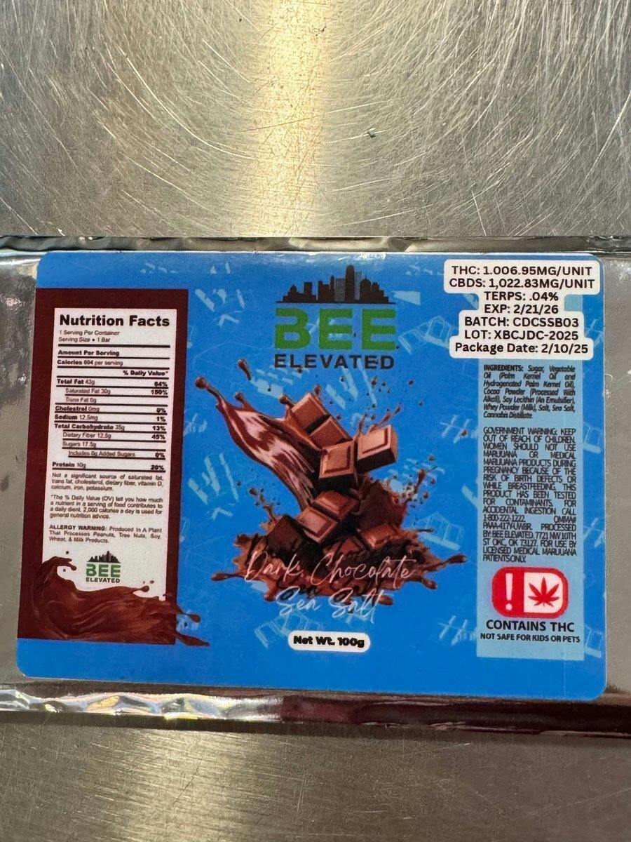 BEE Elevated - 1000mg Chocolate Bar - Dark Chocolate Sea Salt