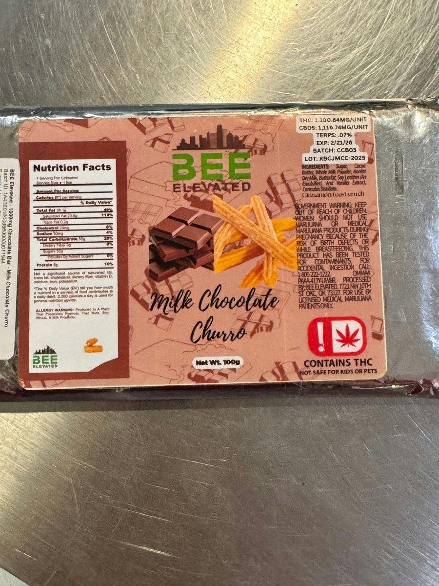 BEE Elevated - 1000mg Chocolate Bar - Milk Chocolate Churro