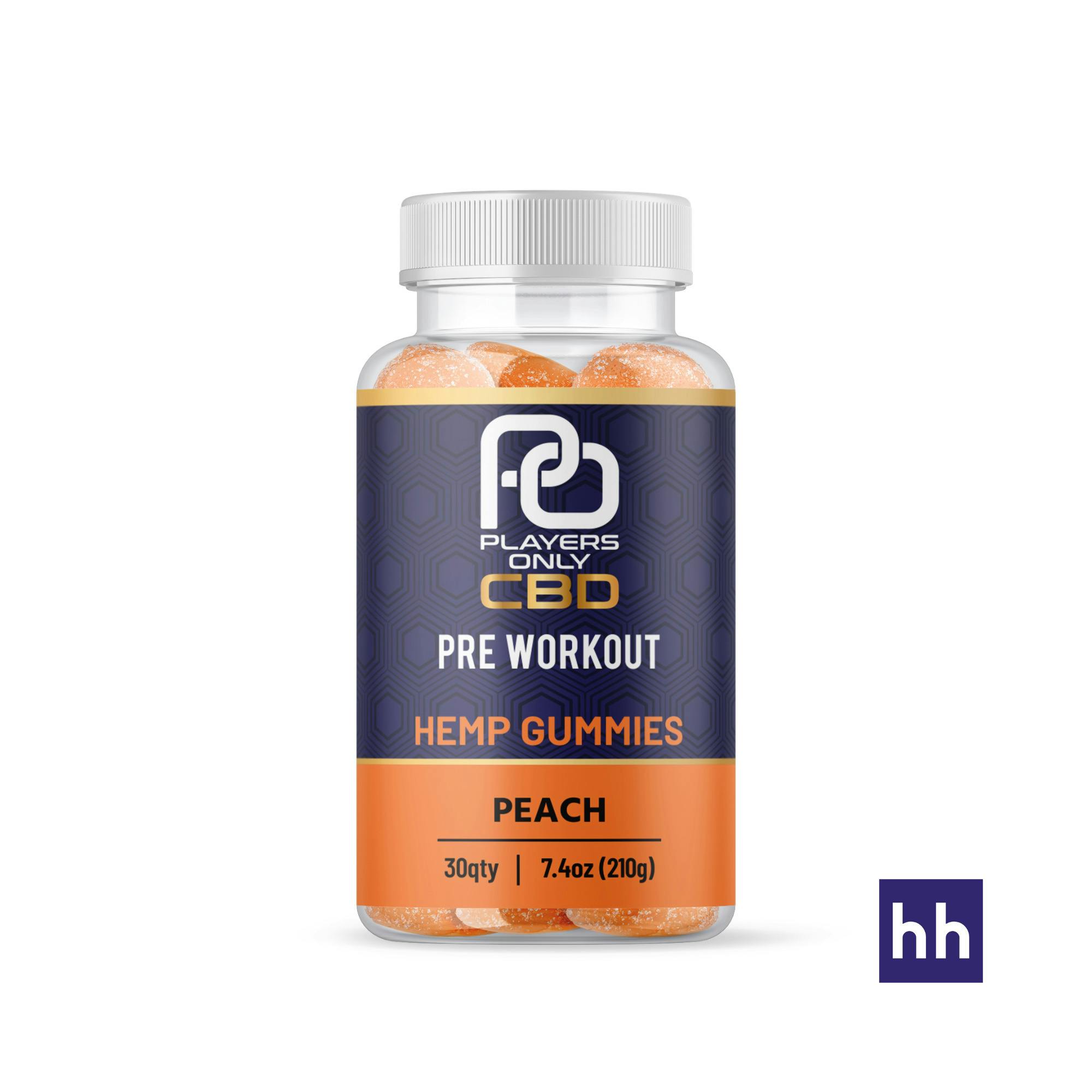 HHEMP - P/O - Peach CBD Pre-Workout Gummies - 30ct