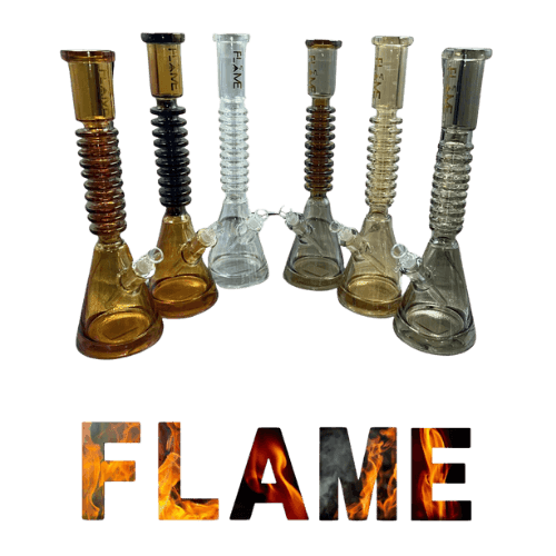 Flame Anodized Heavy Base Beaker Bong with Rings 16"